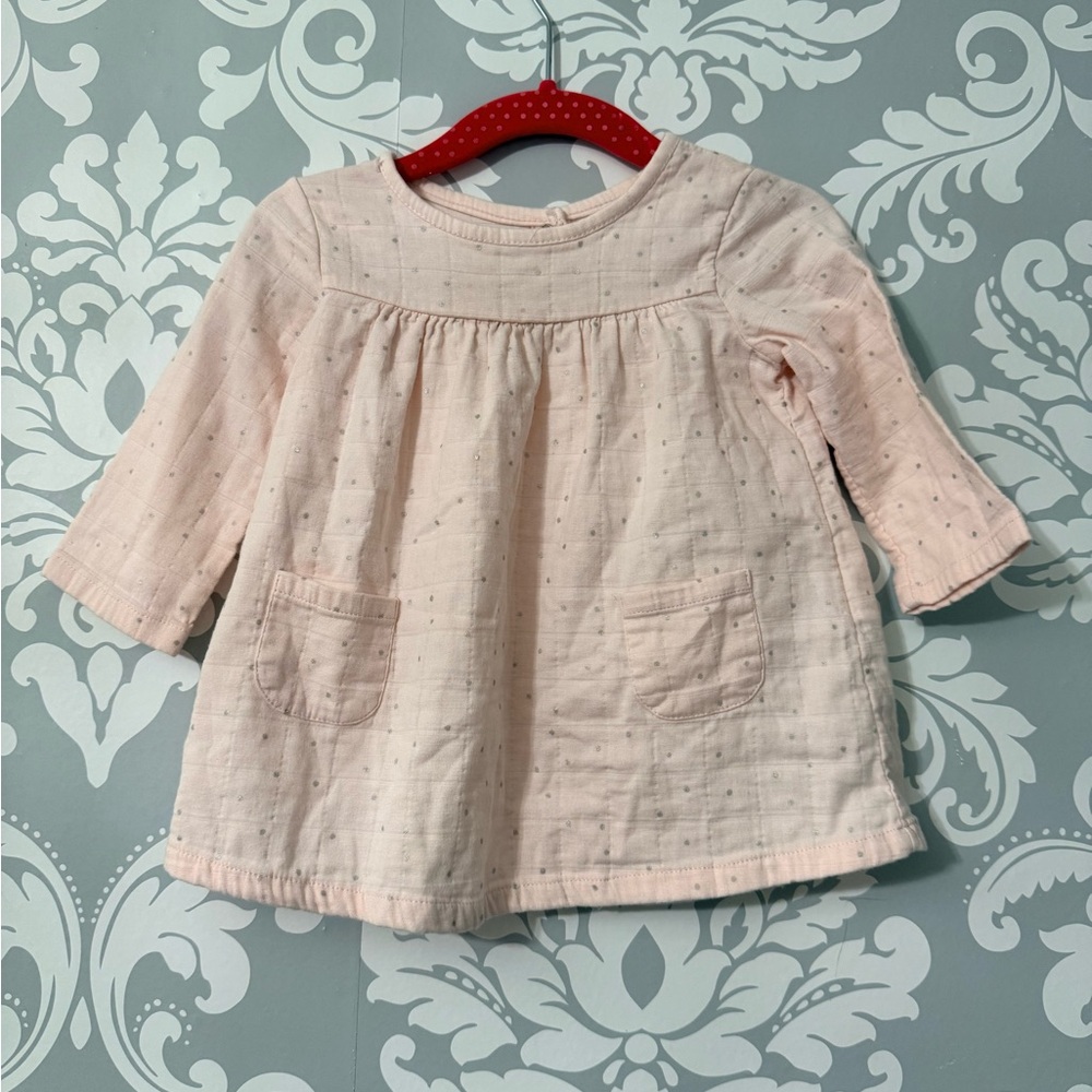 4/$25 • Aden + Anais Blush Silver Polka Dot Cotton Dress